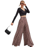 Version Of 2025 New Spring And Summer Loose High-Waisted Leopard Pattern Broad Leg