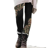 Retro Cat 3D Digital Print Ladies Sports Yoga Pants Peach Hip Elastic