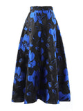 Black Casual Slim Print Colorblock Skirt Female Gathered Waist Temperament Skirts For Women Autumn Style 2021