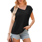 Women's Summer Slanted Fashion Leisure Short Sleeve Fashion Shirt