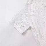 New Fashion Lapel Short-Sleeved Pure White Embroidered Shirt Dress 2614271 Women-Outfit