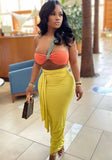 Yellow Sexy Sleeveless Solid bikini Bikini TopTwo Piece Skirt