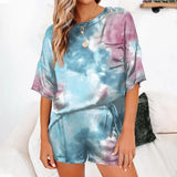 Womens Silk Satin Pajamas Pyjamas Set Short Sleeve Sleepwear Pajamas Suit Female Sleep Two Piece Set Loungewear Home