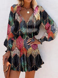 Casual Print V-Neck Short Skater