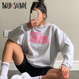 Bold Shade Soft Girl Style Loose Sweatshirts Women Long Sleeve Fashion Casual Indie 90s Hoodies y2k Letter Print Sportswear