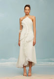 Summer Women's New Temperament Of The Famous Lotus Leaves Side Fold Hanging Neck Hanging Dress Dress Dress Dress
