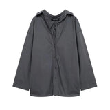 Women's Clothing 2025 Spring New Temperament Fashion Back Folding Loose Long-Sleeved Casual