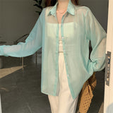 Silk Cardigan Small Loose Thin Long Sleeve Sunscreen Shirt Women's Summer Design Sense Back Open Fork