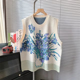 Painting Design Sense Minority Vest Knitted Vest With Loose Lazy Soft Waxy College Style Sleeveless Sweater Horse Clip-Outfit