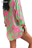 Woman Vintage Long Sleeve Shirt Two Peice Sets Print Shorts Suits Short Pants Suit Two Piece Set Female Casual
