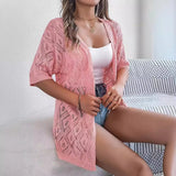 Shooting Summer Hollow Lattice Short Sleeve Knitted Pie Beach