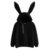 Autumn Winter Women Hoodies Kawaii Rabbit Ears Fashion Hoody Casual colors Solid Color Warm Sweatshirt Hoodies For