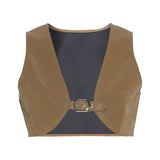 Summer Fashion Short Camisole Sleeveless PU Leather Top Casual High-Street For Women Daily Outing Clothes