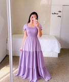 New Spring And Summer Women's Dress A Word Broken Shoulder Long Pure Fairy