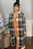 Casual Plaid Button Up Turndown Collar Full Sleeve Long Blouse