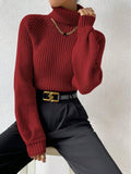 And Winter New Loose Thin High-Necked Shoulder Sleeve Knitted Sweater