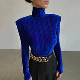 Sexy Rib Velvet High Neck Backless Long Sleeve with Mittens Fingerless