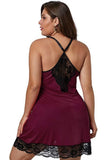 Sexy Plus Size Straps V Neck With Lace Mini Dress