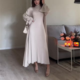 And Winter New Temperament High-Collar Leisure Loose Solid Color Shawl Suit