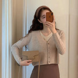 Women's Sweaters suit Autumn Winter Casual solid V Neck Cardigans sweater Single Breasted Loose Cardigan pencil skirt