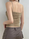 Lace Mini Vest Women Spaghetti Strap Khaki Crop Top Women Harajuku Basic Casual Sweats Vintage Chic Camis Summer-Outfit