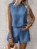 Solid Imitation Cotton Sleeveless Vest Shorts Casual Fashion Two-Piece Suit