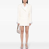 Star Fashion New Double-Dbuted Collar Bow Long Blazer Suit