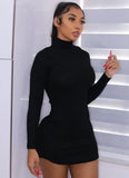 Sexy High Neck Slim Knitted Mini