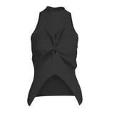 Individuality Women's Tank Tops Round Neck Sleeveless Cut Out Solid Knitting Vests Female Summer Clothing Style