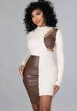 Sexy Leather Patch Lace-Up Irregular Party