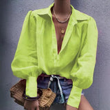 New Loose Long-Sleeved Suit Collar Shirt Lady