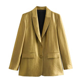 Early Spring, The New Gold Straight-Cut Suit Jacket 8753599 Vertical Trousers Suit-Outfit