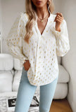 Loose Shirt Blouse Women Spring Autumn Fashion V-neck Rufles Sleeve Shirts For Women 2023 White Hot Stamping Top Femme-Outfit