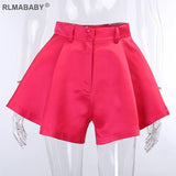 Solid Wide Leg Shorts Button High Waist Shorts High Street Sexy Women Shorts Bottoms Fashion Streetwear Loose Lady