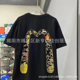 M Printing Summer 2024 New Y2K Harajuku T-Shirt Loose Shirt Short-Sleeved Couple-Outfit