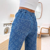 2025 New Love Hook Jeans Women's Casual Wash Straight