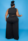 Cut Out Sleeveless Crop Top and Long Skirts Plus Size Two Piece