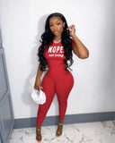 Letter Print Fashion Rib Casual Two-Piece Pants