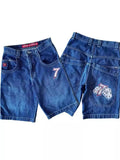 Shorts, Y2K Pants, Harajuku, Hip-Hop, Lucky Seven, Vintage Blue Baggy Jeans-Outfit