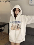 Hoodie Women Clothing Cat Print Long Sleeve Zipper Jackets 2023 Ropa Mujer Thicked Fashion Casual Hooned Y2k Sweatshirt-Outfit