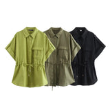Spring Style Lace-Up Shirt 3436707 Straight Trousers 3454707-Outfit