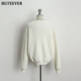Casual V-neck Long Sleeve Loose Women Pullover Sweaters 2020 Autumn Winter Chic Irregular Hem Female Knitting
