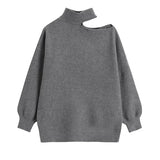 Off Shoulder Knitting Sweater Loose Fit Turtleneck Long Sleeve Women Pullovers New Fashion Tide Spring Autumn 2023