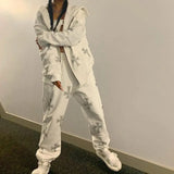 Rhinestone Gothic Streetwear Long Sleeve Black Zip Hoodie Y2k Hip Hop Joggers Sweatshirt Korean Fashion Punk Sport Coat