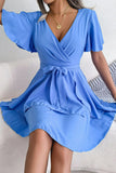 Waist Flutter Sleeve Ruffled