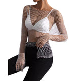 Toloer Summer Grid Flash Drill Women's T-Shirt