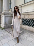 Round-Neck Knitted Long Dress 2025 Autumn New Sweater Skirt Pit Strip Solid Color Bottom