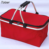 Folding Picnic Camping Lunch Bags Insulated Cooler Bag Cool Hamper Storage Basket Bag Box Outdoor Portable Picnic