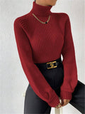 And Winter New Loose Thin High-Necked Shoulder Sleeve Knitted Sweater