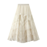 Half-Dress Summer 2025 New Irregular Mesh Dress With Thin High Waist Fluffy Cake Skirt